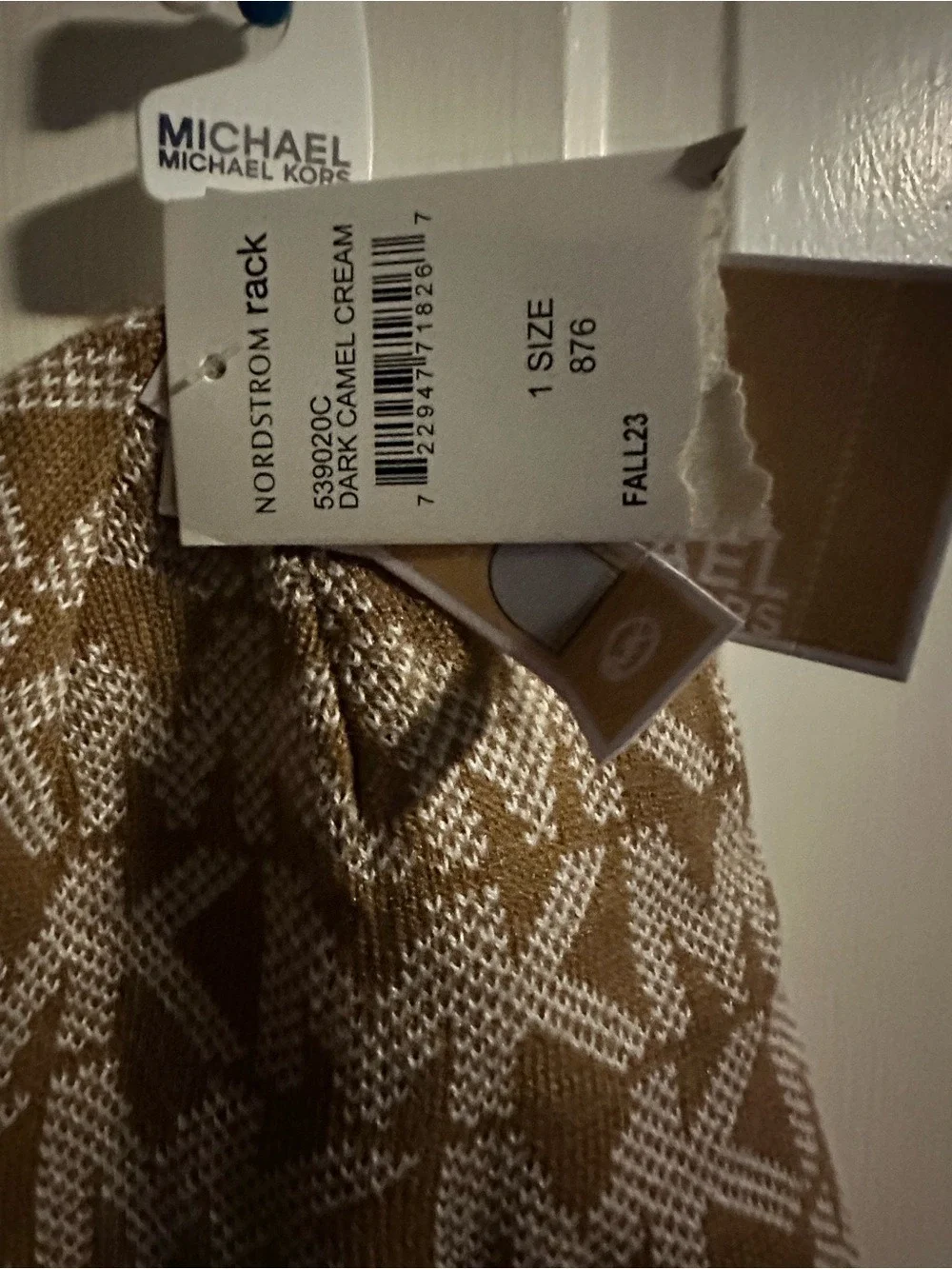 Michael Kors Logo Knit Beanie Hat - Camel & Cream Monogram Logo Knit Winter NWT